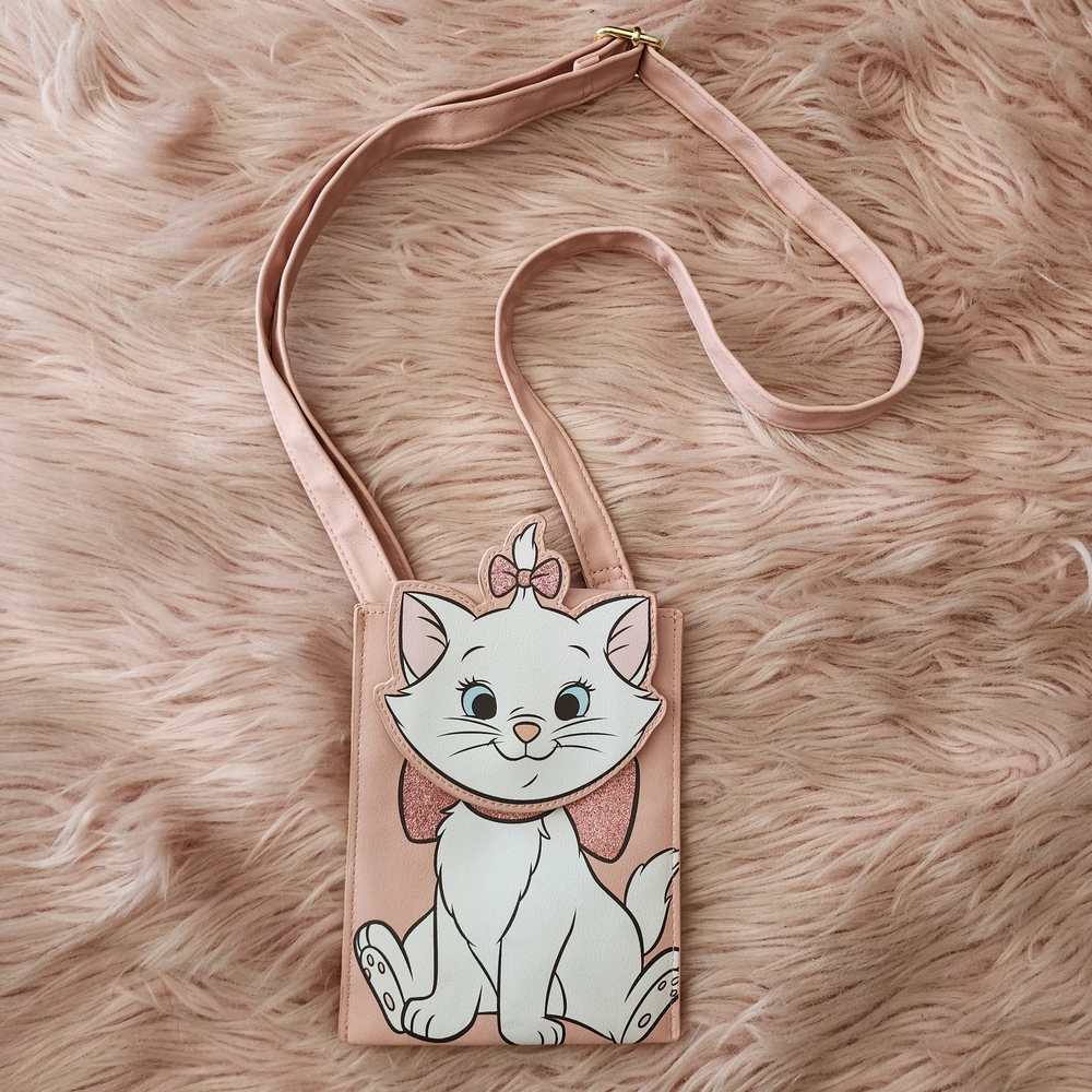 Disney Loungefly Aristocats Marie Pink Die Cut Crossbody Purse Bag Heart Tag